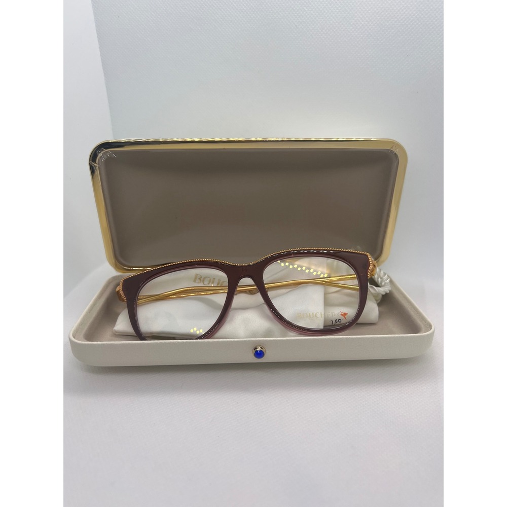 Boucheron‎ BC0068O Eyeglasses Frames Burgundy Gold Tone